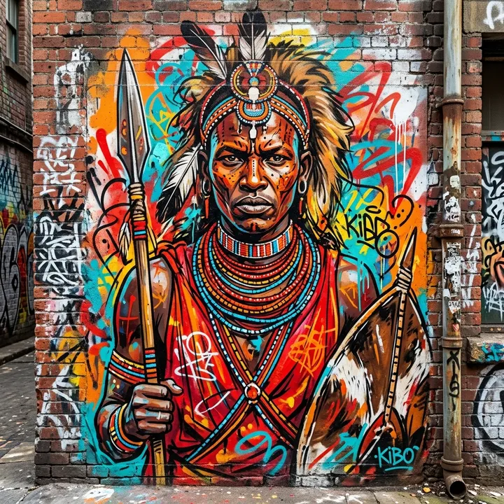 Graffiti eines Maasai-Kriegers