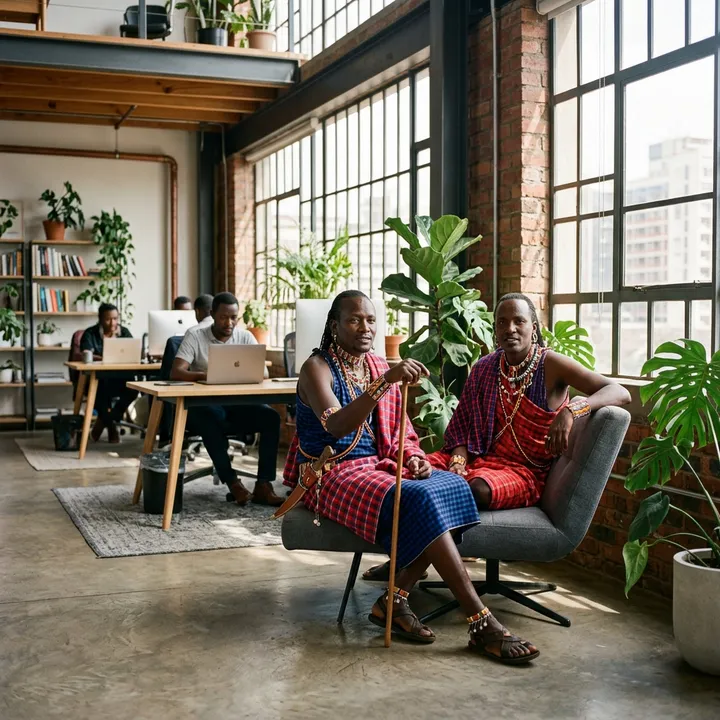 Maasai in einem Büro